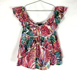 J. Crew Ratti Pineapple Pink Ruffled Top 0